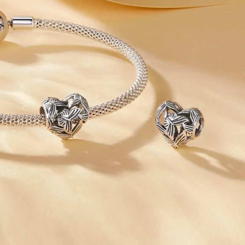 (imagen para) Charm de Mariposa en Forma de Corazón al Estilo Pandora - SCC2576 - Ver 4