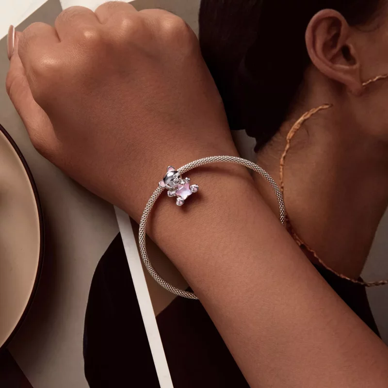 (imagen para) Charm de oso estrella rosa estilo Pandora - SCC2638 - Ver 4