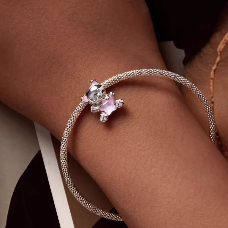(imagen para) Charm de oso estrella rosa estilo Pandora - SCC2638 - Ver 5