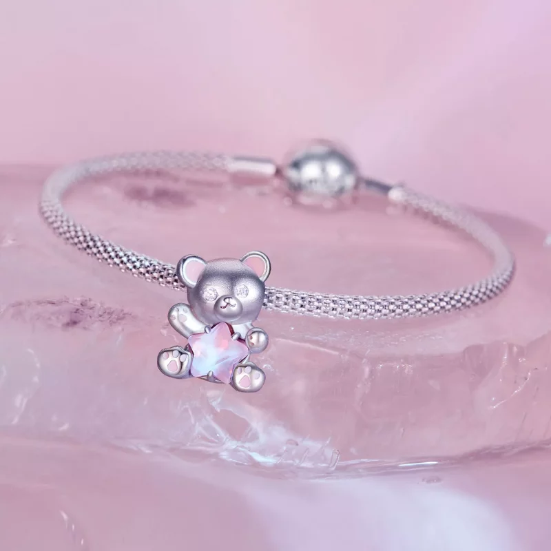(imagen para) Charm de oso estrella rosa estilo Pandora - SCC2638 - Ver 6