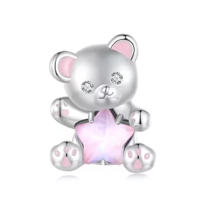 (imagen para) Charm de oso estrella rosa estilo Pandora - SCC2638