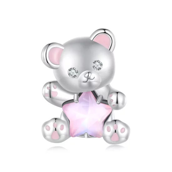 (imagen para) Charm de oso estrella rosa estilo Pandora - SCC2638