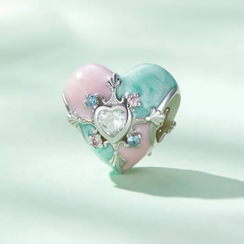 (imagen para) Charm de Pascua en forma de corazón al estilo de Pandora - BSC782 - Ver 2