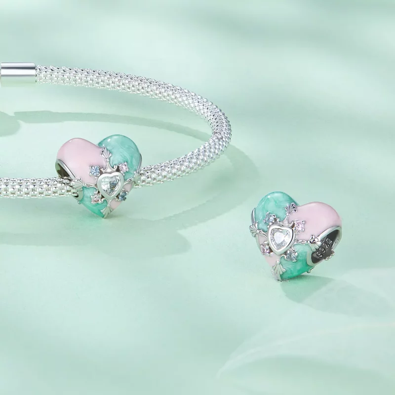(imagen para) Charm de Pascua en forma de corazón al estilo de Pandora - BSC782 - Ver 4