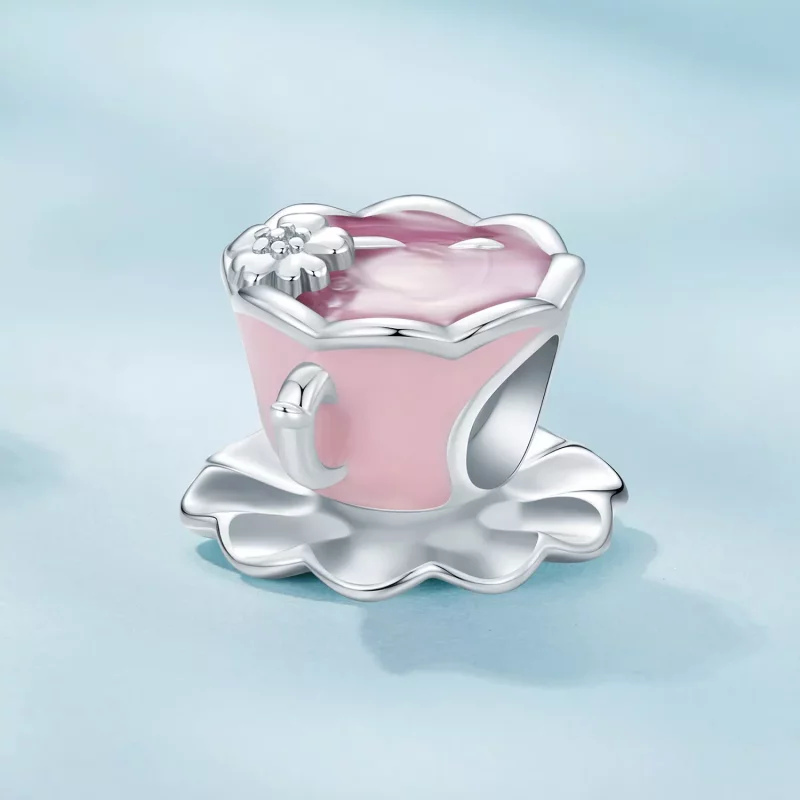 (imagen para) Charm de taza de té con flores estilo Pandora - SCC2563 - Ver 2