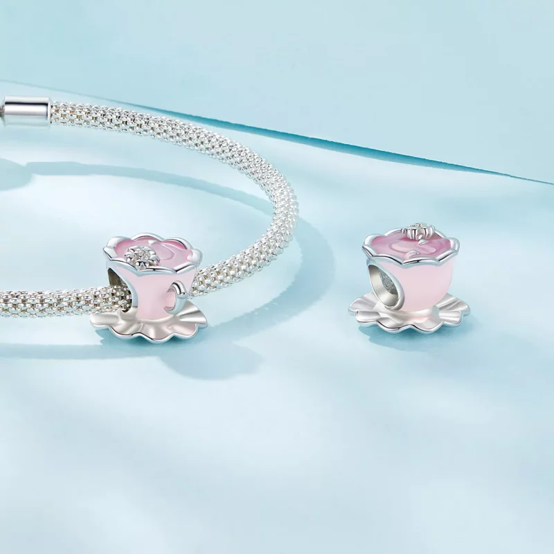 (imagen para) Charm de taza de té con flores estilo Pandora - SCC2563 - Ver 4