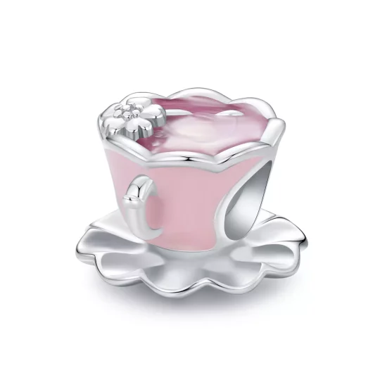 (imagen para) Charm de taza de té con flores estilo Pandora - SCC2563