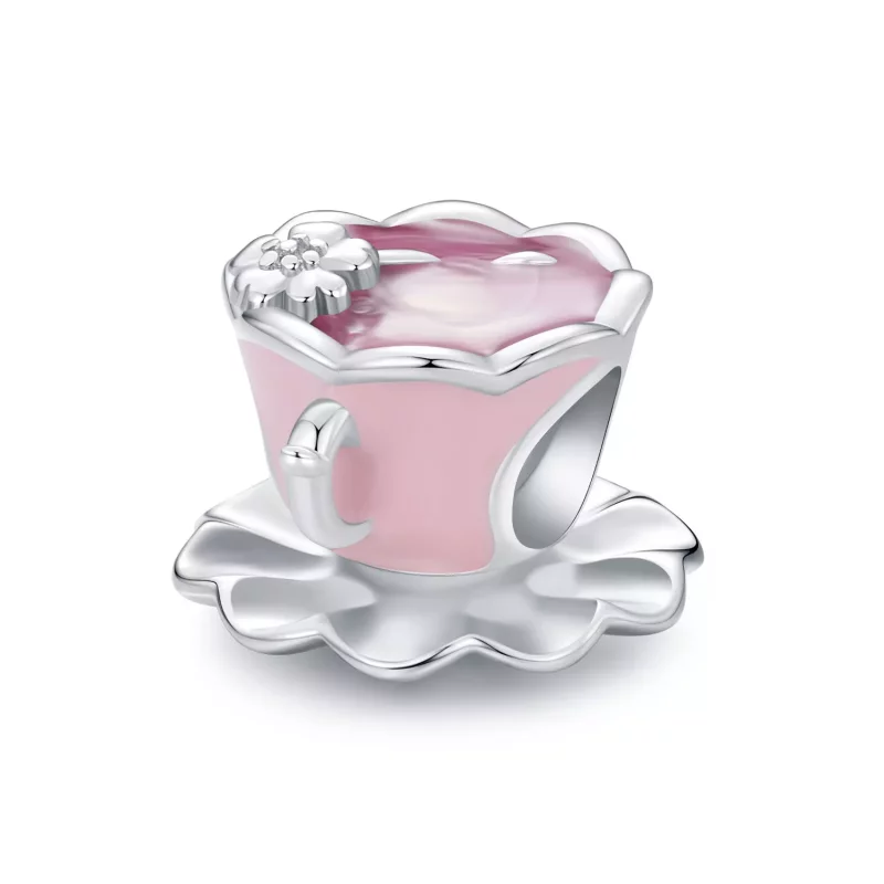 (imagen para) Charm de taza de té con flores estilo Pandora - SCC2563