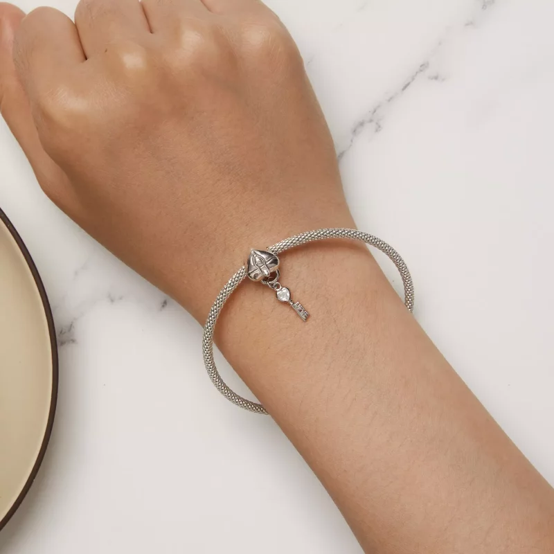 (imagen para) Charm en forma de corazón con candado y llave al estilo Pandora - SCC2580 - Ver 7