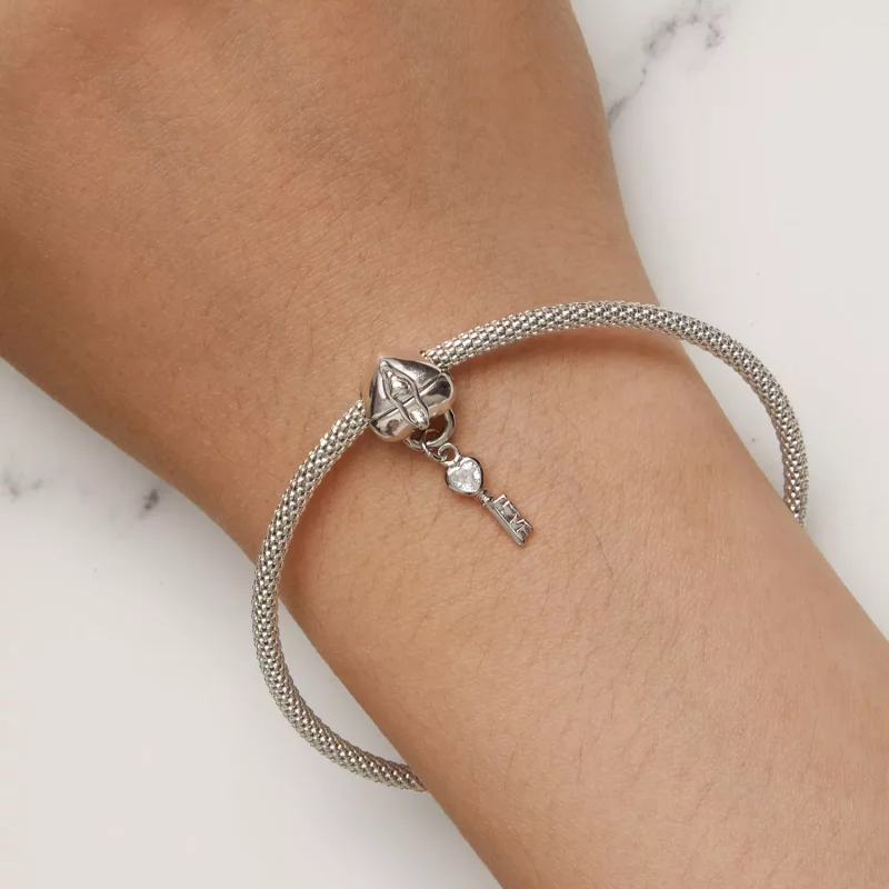 (imagen para) Charm en forma de corazón con candado y llave al estilo Pandora - SCC2580 - Ver 8