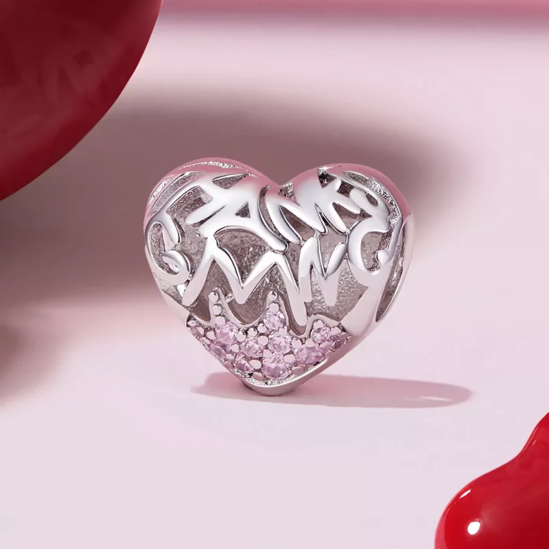 (imagen para) Charm en forma de corazón con estilo de Pandora para Acción de Gracias - BSC923 - Ver 2