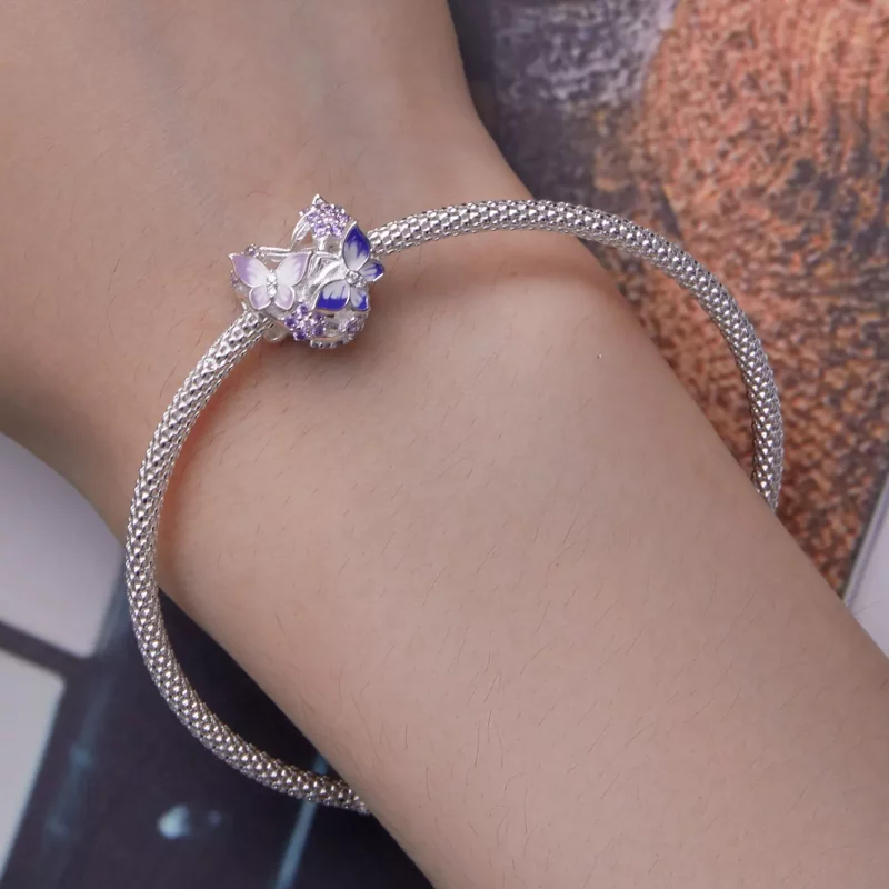 (imagen para) Charm en forma de corazón con mariposa al estilo Pandora - SCC2464 - Ver 6