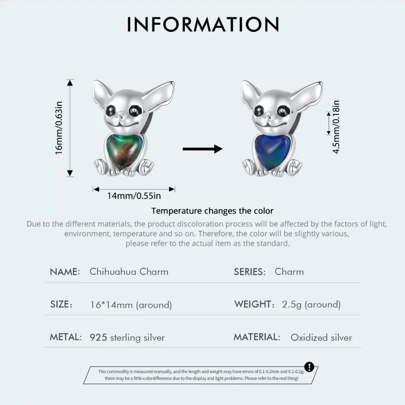 (imagen para) Charm estilo Pandora Chihuahua - SCC2601 - Ver 4