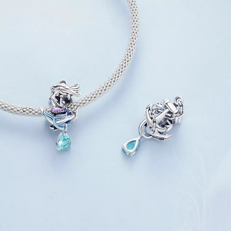 (imagen para) Charm estilo Pandora con ancla de sirena - BSC903 - Ver 4