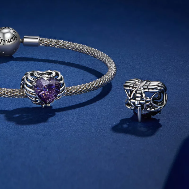 (imagen para) Charm estilo Pandora con corazón de esqueleto - BSC910 - Ver 4
