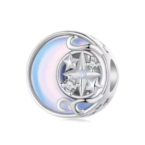 (imagen para) Charm estilo Pandora con diseño de luna y estallido de estrellas - BSC927