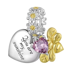 (imagen para) Charm estilo Pandora con diseño de margarita y abeja - BSC816