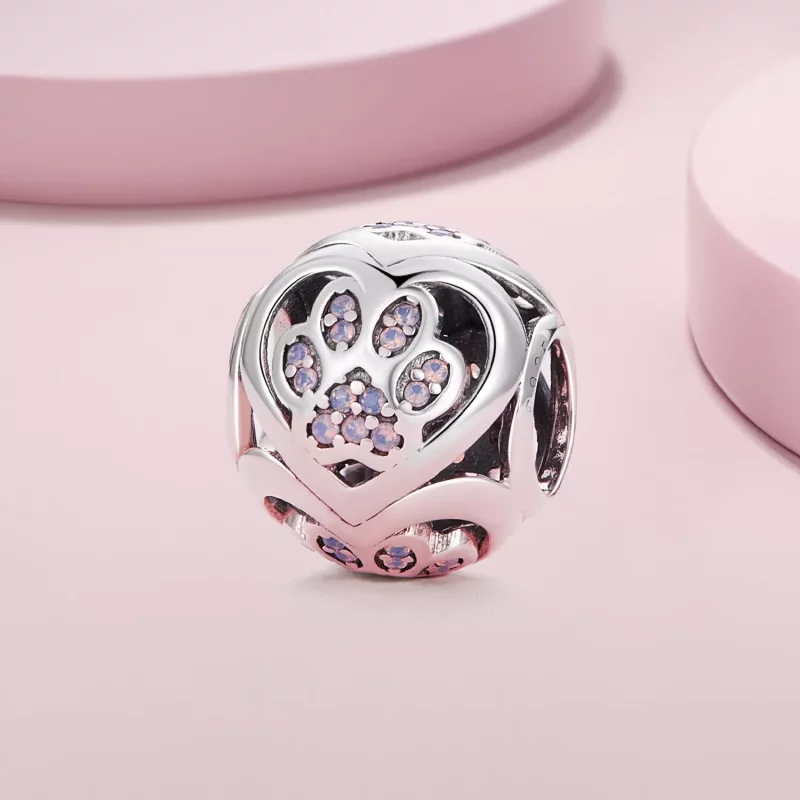 (imagen para) Charm estilo Pandora con huella de pata - SCC2578 - Ver 2