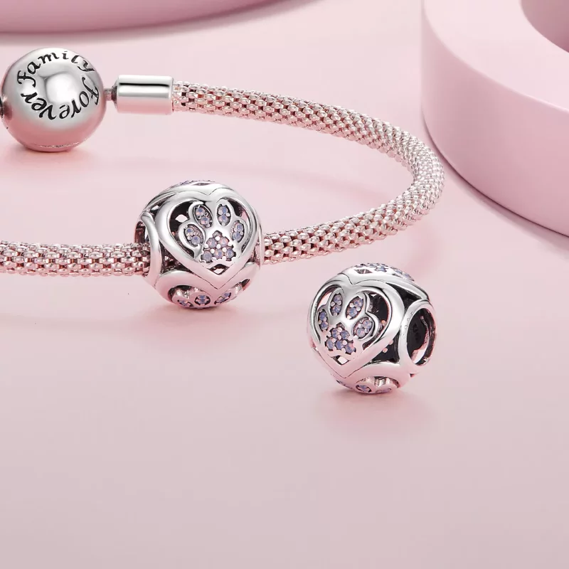 (imagen para) Charm estilo Pandora con huella de pata - SCC2578 - Ver 4