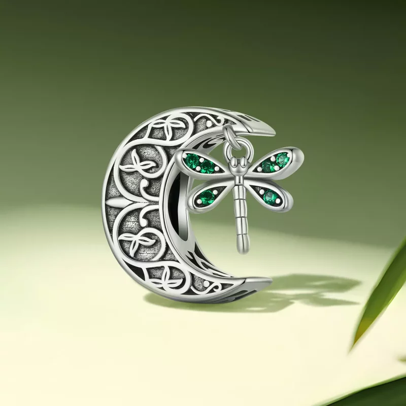 (imagen para) Charm estilo Pandora con libélula y luna - SCC2605 - Ver 2