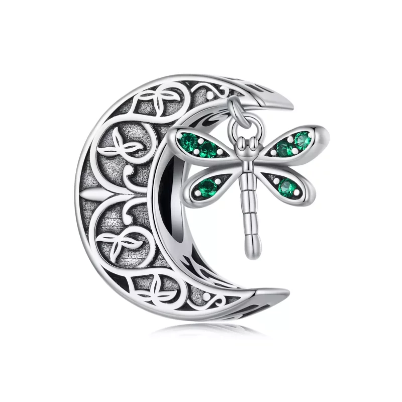 (imagen para) Charm estilo Pandora con libélula y luna - SCC2605