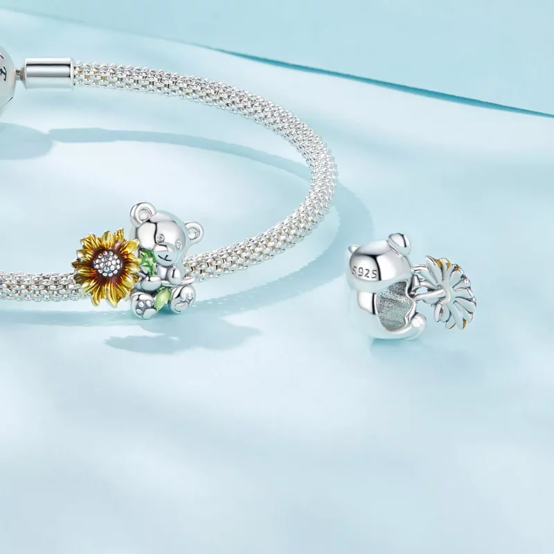(imagen para) Charm estilo Pandora de Girasol y Oso - SCC2560 - Ver 4