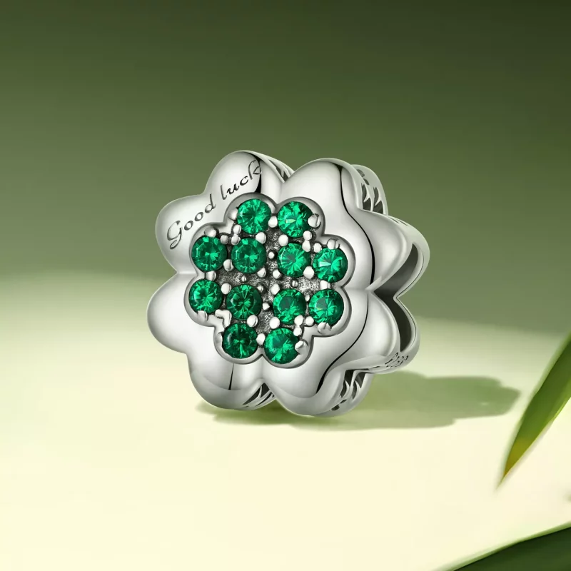 (imagen para) Charm estilo Pandora de trébol de cuatro hojas - SCC2604 - Ver 2