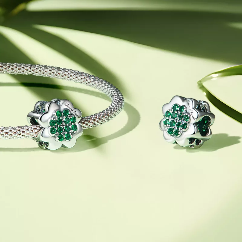 (imagen para) Charm estilo Pandora de trébol de cuatro hojas - SCC2604 - Ver 4