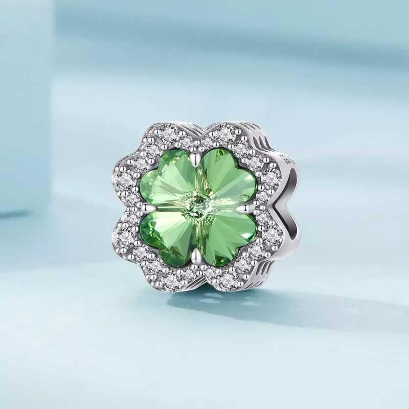 (imagen para) Charm estilo Pandora de trébol de cuatro hojas - SCC2622 - Ver 2