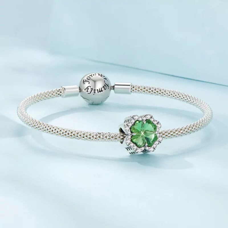(imagen para) Charm estilo Pandora de trébol de cuatro hojas - SCC2622 - Ver 5
