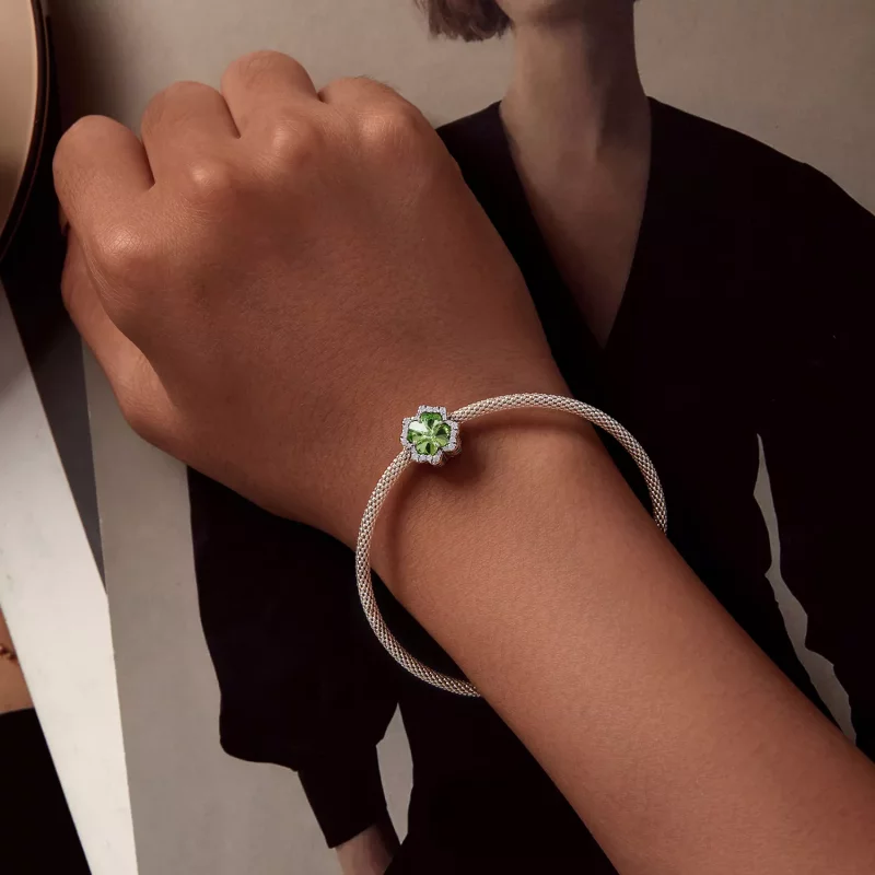 (imagen para) Charm estilo Pandora de trébol de cuatro hojas - SCC2622 - Ver 6