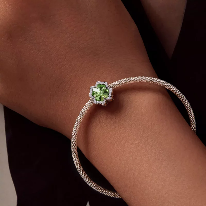 (imagen para) Charm estilo Pandora de trébol de cuatro hojas - SCC2622 - Ver 7