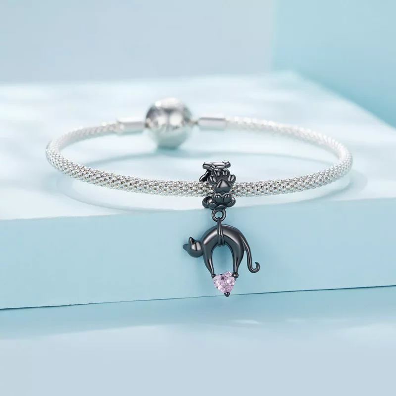 (imagen para) Colgante de gato negro estilo Pandora - SCC2519 - Ver 3