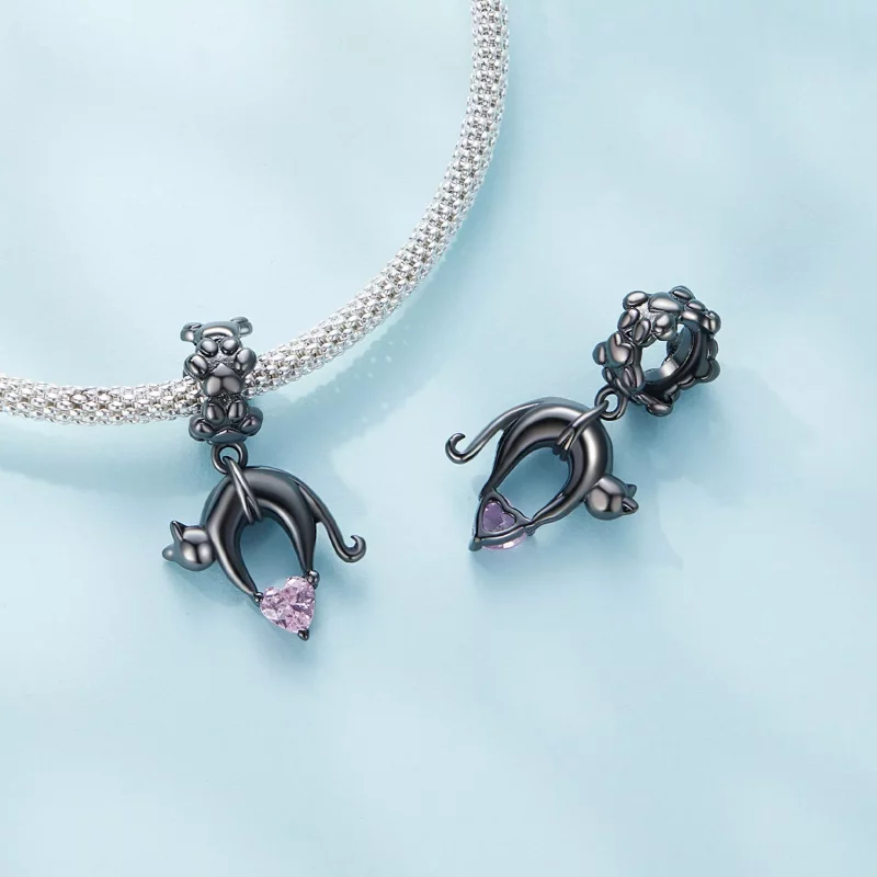(imagen para) Colgante de gato negro estilo Pandora - SCC2519 - Ver 4