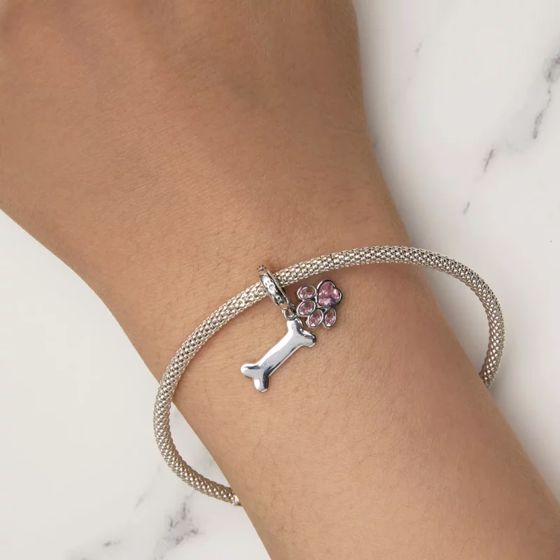(imagen para) Colgante de hueso de pata de perro rosa estilo Pandora - SCC2127-PK - Ver 5