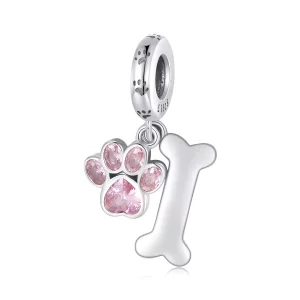 Colgante de hueso de pata de perro rosa estilo Pandora - SCC2127-PK (imagen para) Colgante de hueso de pata de perro rosa estilo Pandora - SCC2127-PK