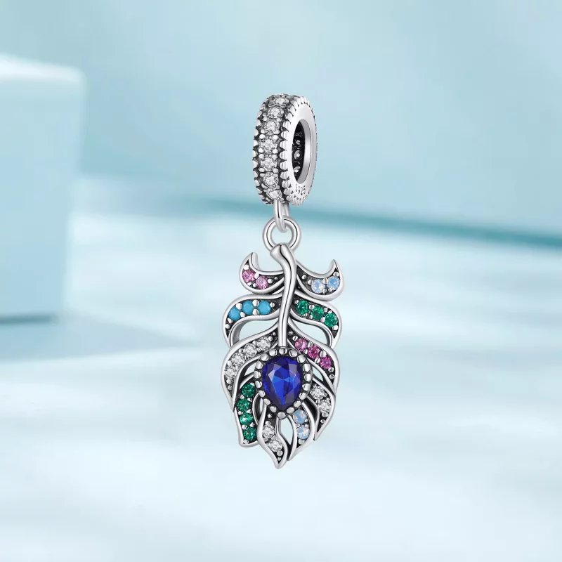 (imagen para) Colgante de Pluma de Pavo Real estilo Pandora - SCC2590 - Ver 2
