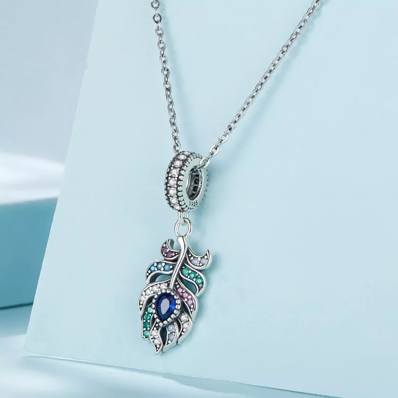 (imagen para) Colgante de Pluma de Pavo Real estilo Pandora - SCC2590 - Ver 3
