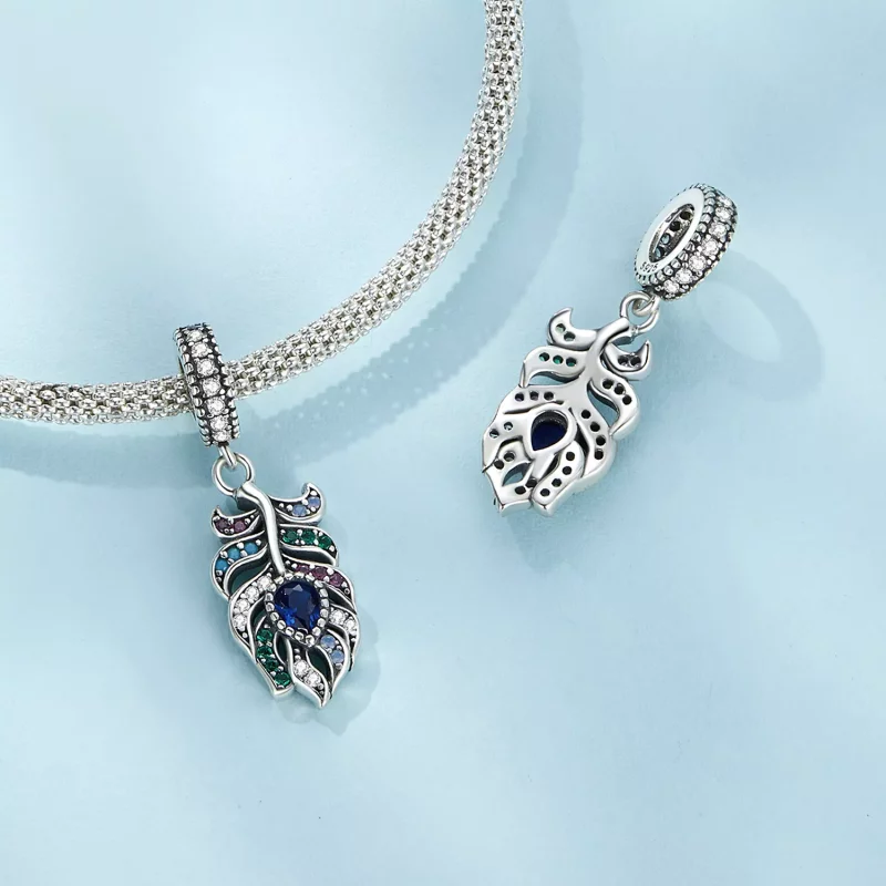 (imagen para) Colgante de Pluma de Pavo Real estilo Pandora - SCC2590 - Ver 5