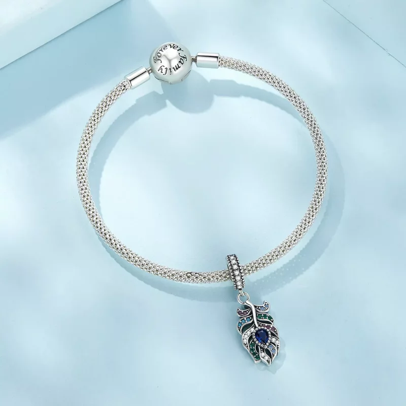 (imagen para) Colgante de Pluma de Pavo Real estilo Pandora - SCC2590 - Ver 6