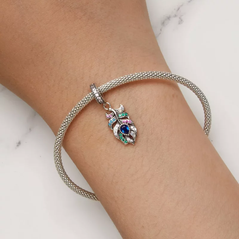 (imagen para) Colgante de Pluma de Pavo Real estilo Pandora - SCC2590 - Ver 8