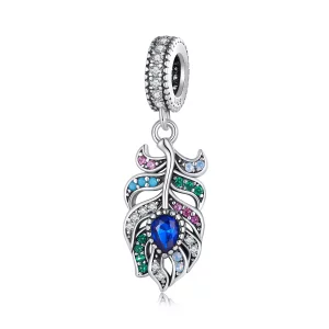 (imagen para) Colgante de Pluma de Pavo Real estilo Pandora - SCC2590