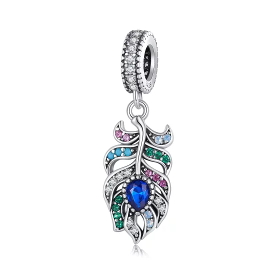 (imagen para) Colgante de Pluma de Pavo Real estilo Pandora - SCC2590