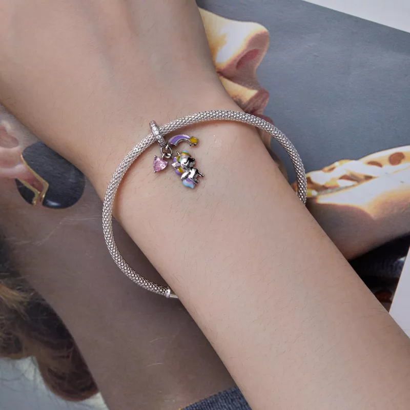 (imagen para) Colgante estilo Pandora con unicornio arcoíris - SCC2468 - Ver 5