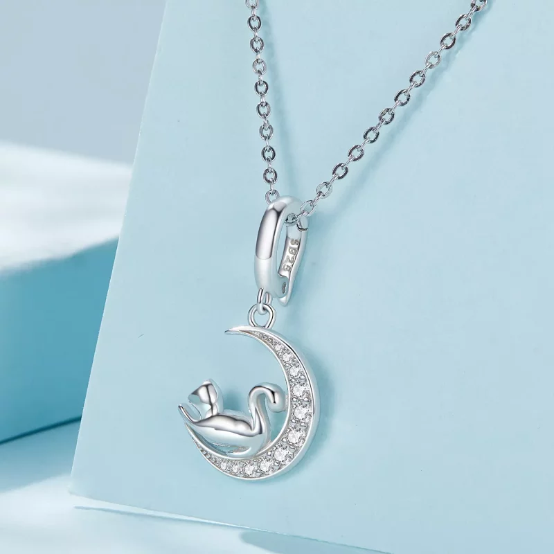 (imagen para) Colgante Luna y Gato Estilo Pandora - SCC2571 - Ver 3