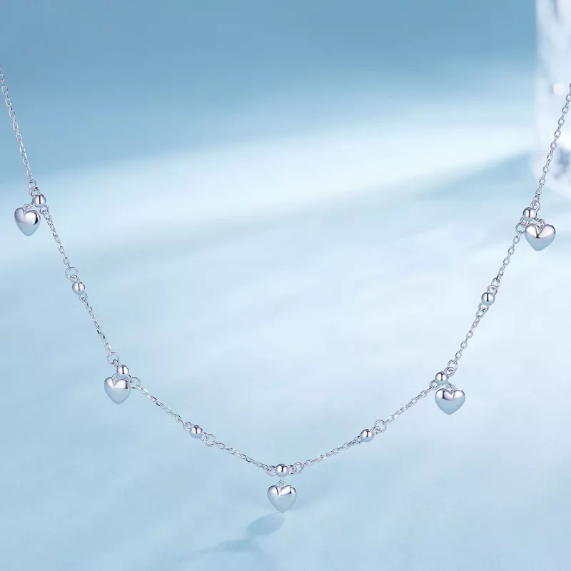 (imagen para) Collar Choker con Borla en Forma de Corazón al Estilo Pandora - BSN359 - Ver 2