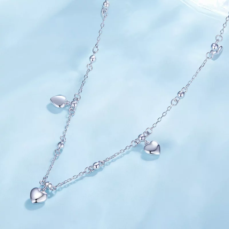 (imagen para) Collar Choker con Borla en Forma de Corazón al Estilo Pandora - BSN359 - Ver 3