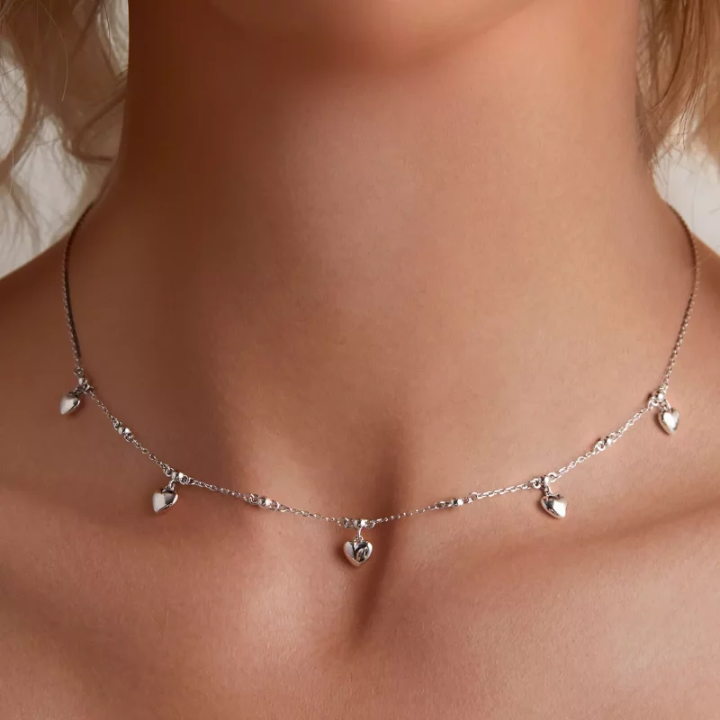 (imagen para) Collar Choker con Borla en Forma de Corazón al Estilo Pandora - BSN359 - Ver 6