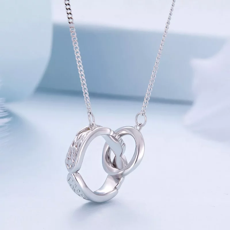 (imagen para) Collar de Doble Anillo estilo Pandora Mobius - BSN362 - Ver 2