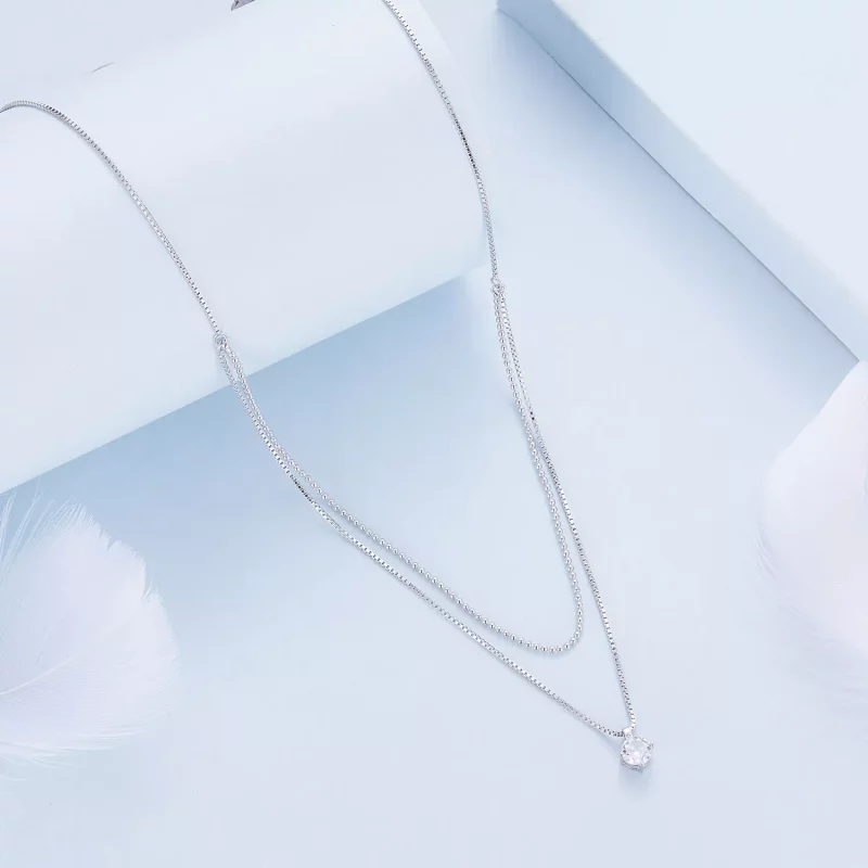 (imagen para) Collar de doble capa brillante estilo Pandora - BSN358 - Ver 2